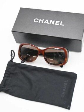 CHANEL CC Logos Sunglasses Eye Were Plastic Metal Brown 5123 67RL842